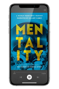 Audiobook cover of 'Mentality' with blue and yellow text and imagery.